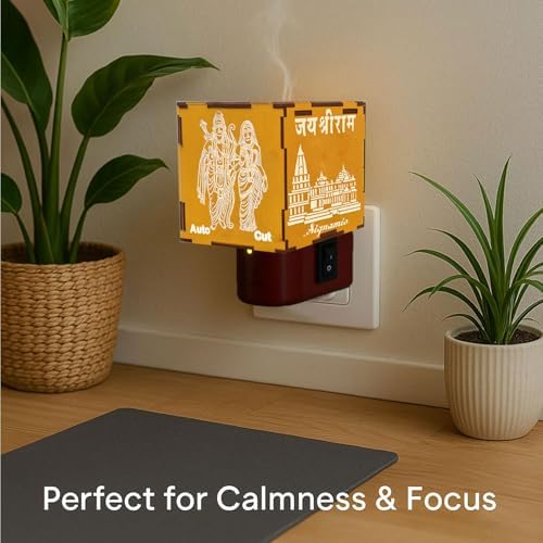 Auto Cut Ram Mandir Camphor Burner with Night Lamp