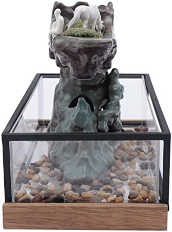 WOHAIPA Tabletop Fountain with Fish Tank and Rockery