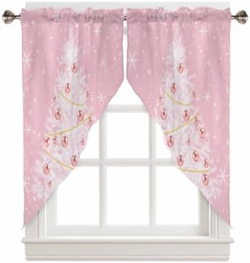 Christmas Pink Swag Valance Curtains for Windows