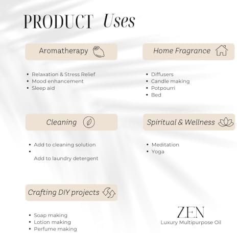 Zen Oil Diffuser 4 oz Luxury Fragrance Multi Use Home Aromatherapy DIY