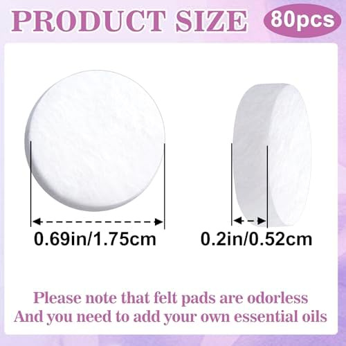 80pcs Unscented Aromatherapy Felt Pads for Car Diffuser - White