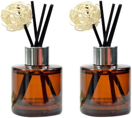 2Pcs 50ML Empty Amber Glass Diffuser Bottles Aromatherapy Jars