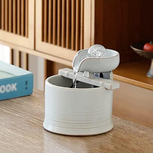 Tabletop Fountain Mini Ceramic Indoor Fountain for Living Room Office Bedroom