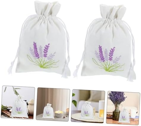 Zerodeko 4pc Lavender Sachet Bags Drawstring Pouches for Clothes