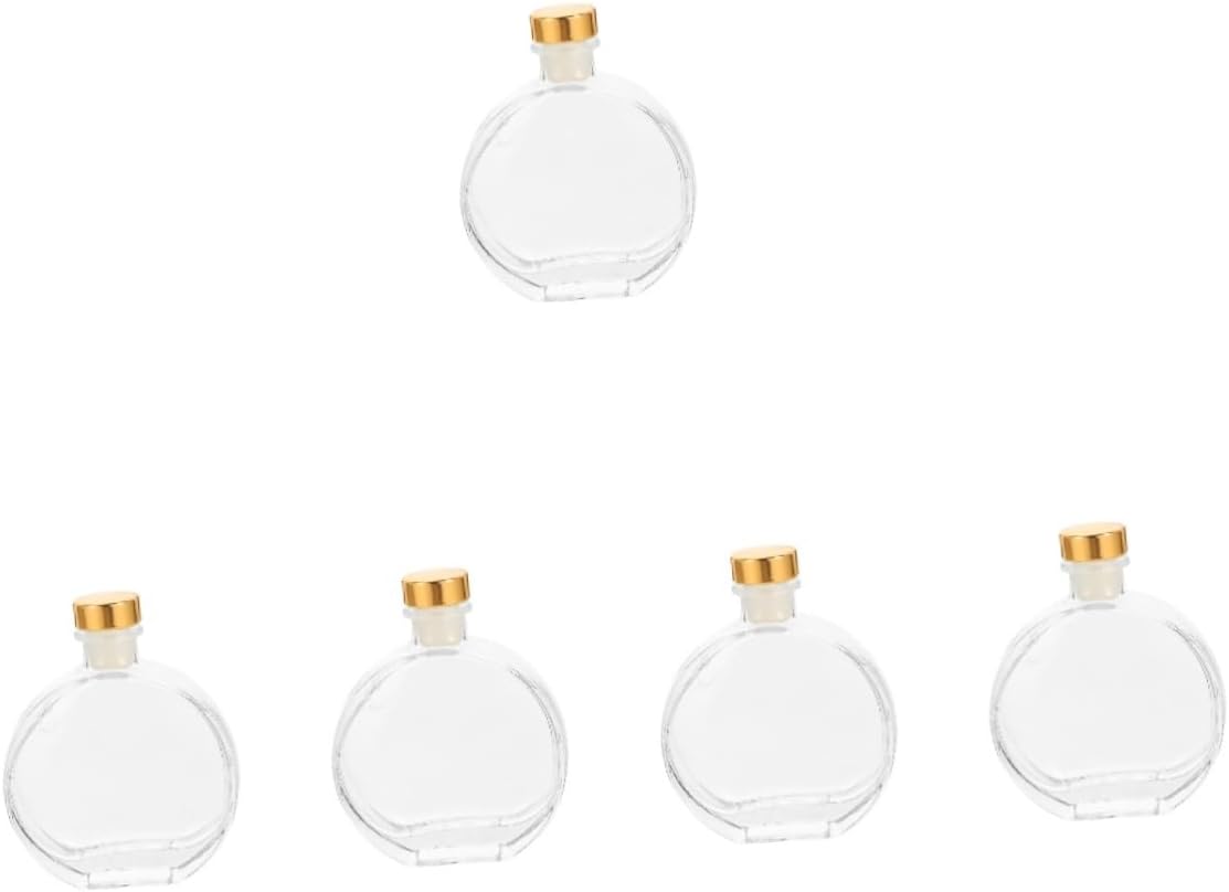PRETYZOOM 5set Glass Diffuser Bottle with Gold Stopper