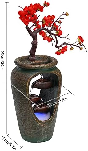 Indoor Desktop Fountain with LED Light and Plum Blossoms