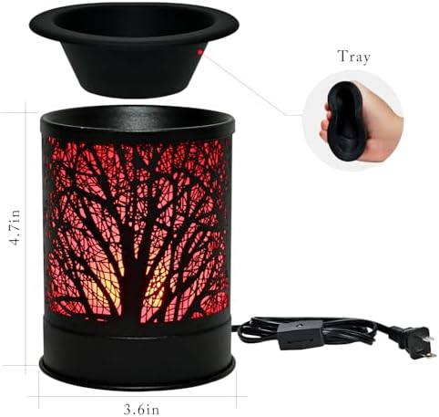 ASAWASA Metal Candle Wax Warmer with Changing Lights and Silicone Dishes