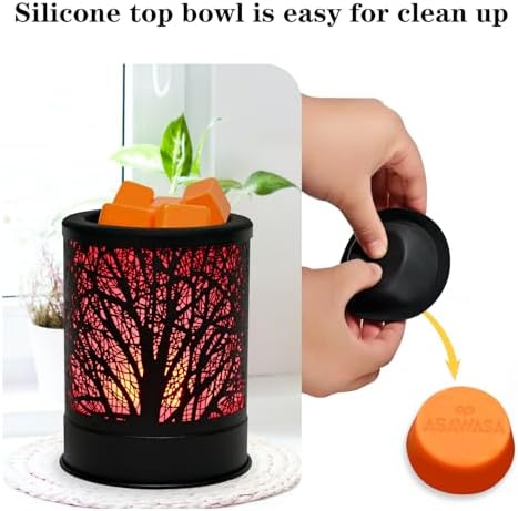 ASAWASA Metal Candle Wax Warmer with Changing Lights and Silicone Dishes