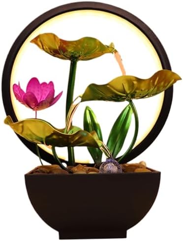 Compact Indoor Waterfall Fountain with LED Lights and USB Power