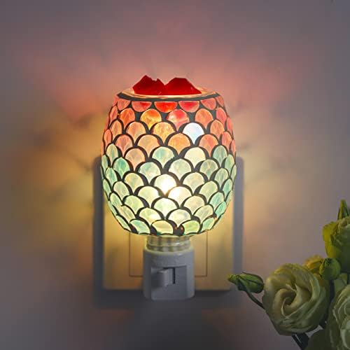 Mosaic Glass Plug-in Fragrance Wax Melt Warmer with Mermaid Design