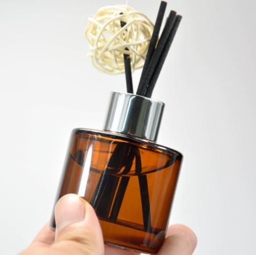 2PCS 50ml Glass Diffuser Bottles with Silver Caps