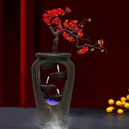 Indoor Desktop Fountain with LED Light and Plum Blossoms