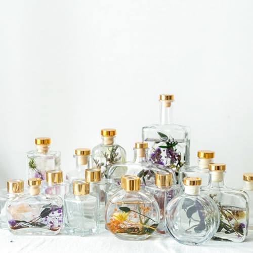 2PCS 50ml Glass Hexagonal Diffuser Jar with Gold Cap