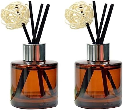 2PCS 50ml Glass Diffuser Bottles with Silver Caps