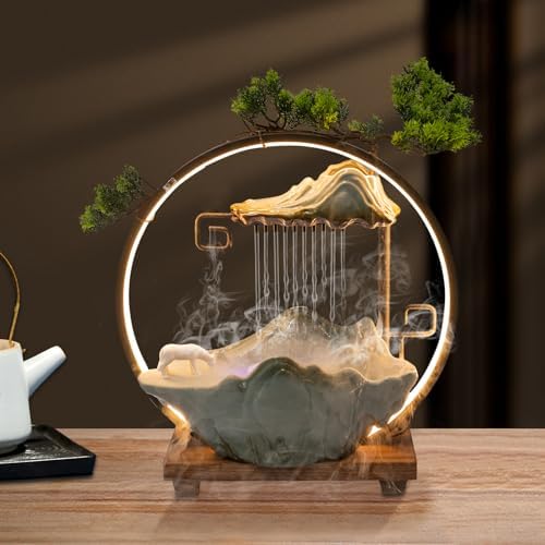 Stylish Tabletop Fountain with LED Light and Horse Statue
