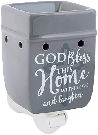 God Bless This Home with Love Grey Stoneware Electric Wax Warmer