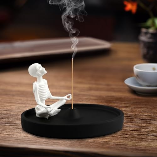 Meditating Skeleton Incense Stick Holder for Yoga and Meditation