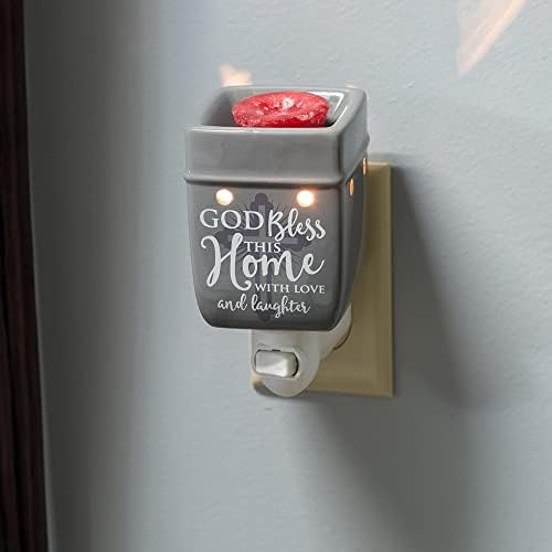 God Bless This Home with Love Grey Stoneware Electric Wax Warmer