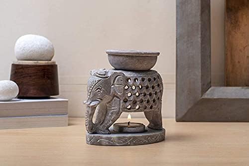ARTISENIA Soapstone Essential Oil Burner with Tea Light Holder