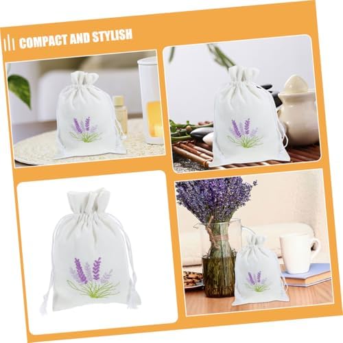 VALICLUD 4Pcs Embroidered Lavender Drawstring Pouches