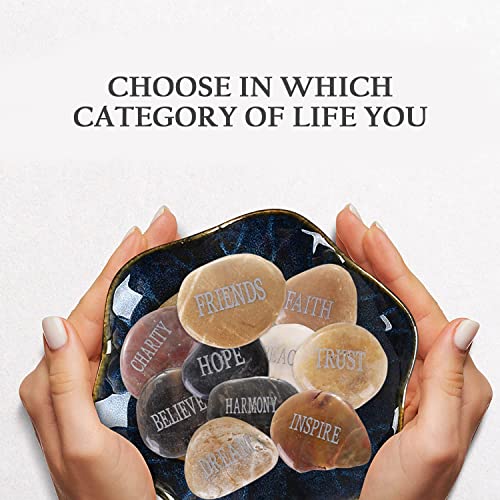 12PCS Engraved Inspirational Polished Garden Stones