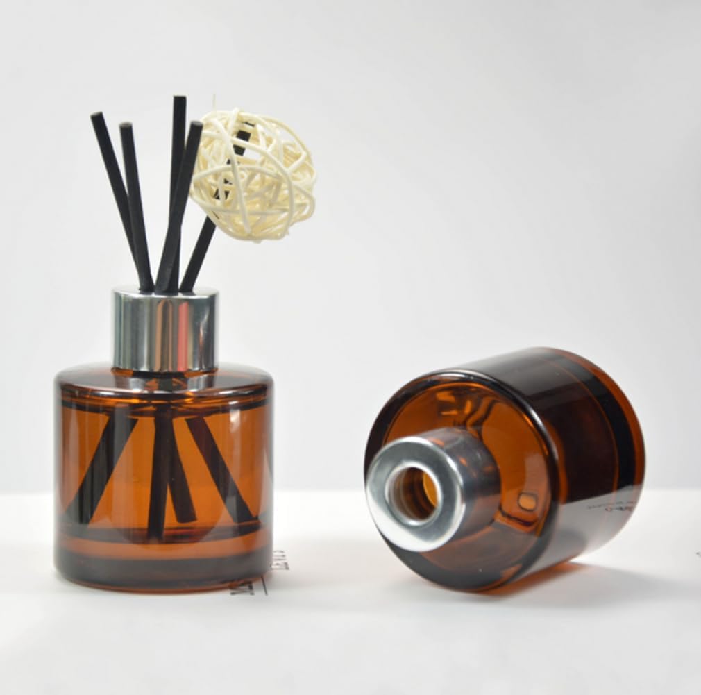 2PCS 50ml Glass Diffuser Bottles with Silver Caps