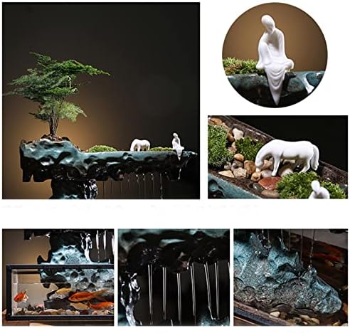 WOHAIPA Tabletop Fountain with Fish Tank and Rockery