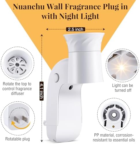 Nuanchu 2 Pack Wall Fragrance Plug In with Remote Timer and Night Light