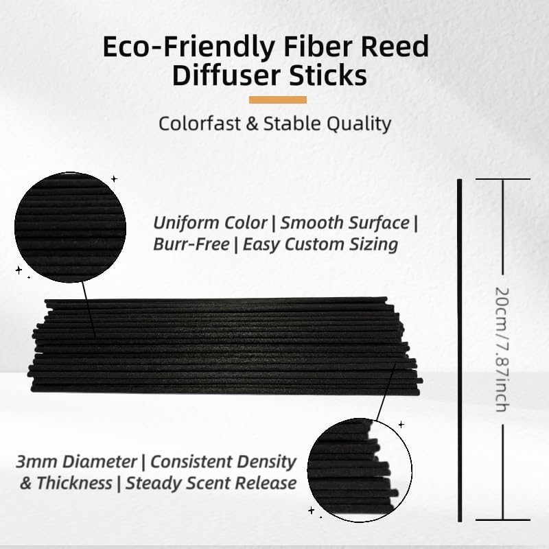 50pcs Eco-Friendly Unscented Reed Diffuser Sticks - Black