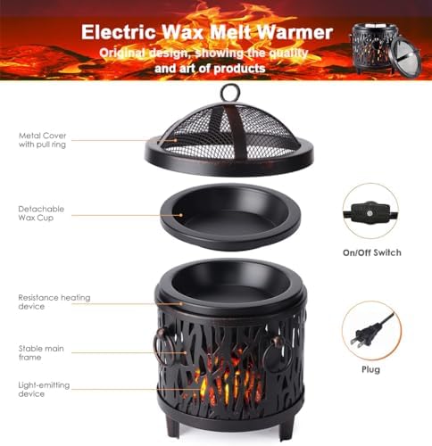 Electric Fireplace Wax Heater with Wood Grain Design