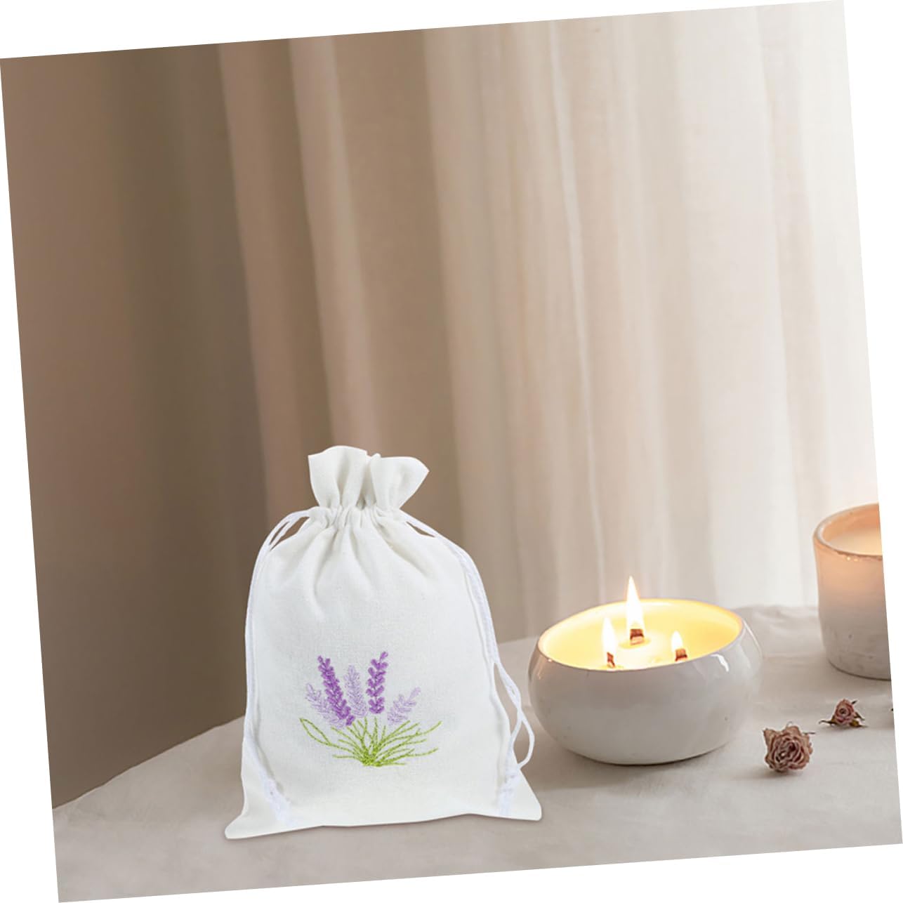GLEAVI 4Pcs Lavender Drawstring Sachet Bags for Home Organizing