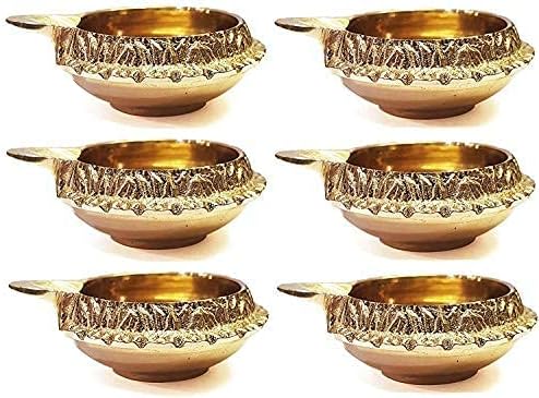 Craftsman Satvik 6 Pc Golden Engraved Kuber Diya Set
