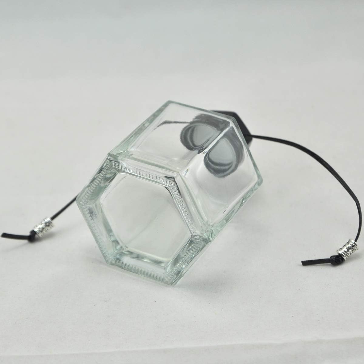 Set of 4 Hexagonal Glass Diffuser Bottles 120ml Black Cap 1