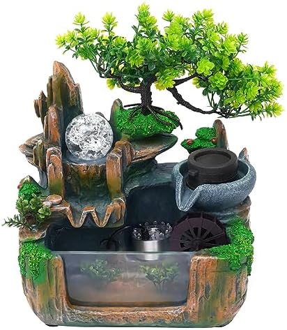 Mini Tabletop Fountain With LED Light - Indoor Decor