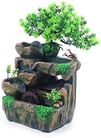 LED Tabletop Fountain with Rockery Stream and Automatic Pump