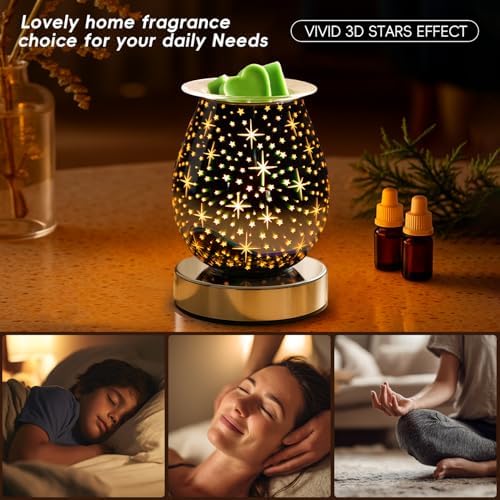 3D Glass Touch Electric Wax Warmer with Dimmable Light