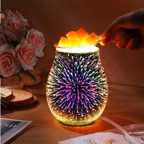 2 Pcs Plug In Wax Melts 3D Glass Warmer with Removable Tray