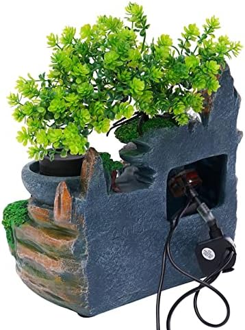Mini Tabletop Fountain With LED Light - Indoor Decor