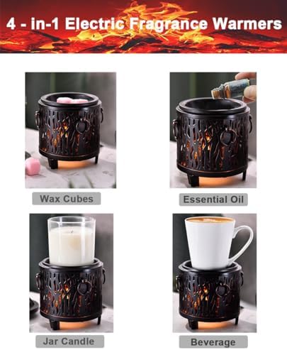 Electric Fireplace Wax Heater with Wood Grain Design