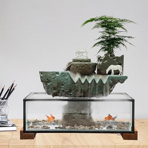 CNCEST Tabletop Water Fountain with LED Light