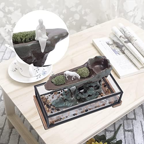 WOHAIPA Tabletop Fountain with Fish Tank and Rockery