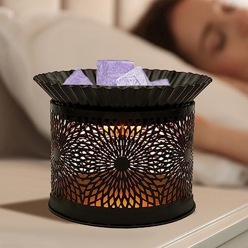 Electric Wax Melt Warmer Decorative Candle Burner Black Daisy