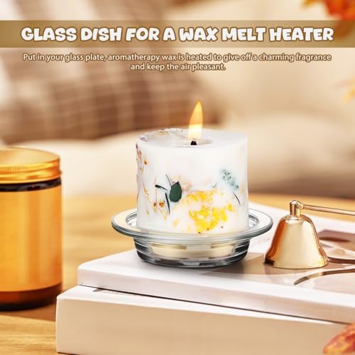Cabilock 2pcs Glass Aromatherapy Candle Melting Plate