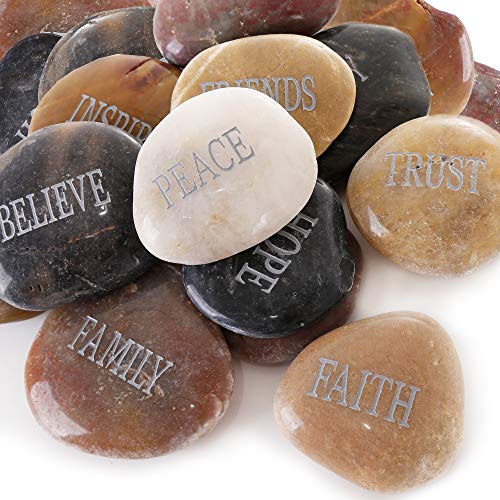12PCS Engraved Inspirational Polished Garden Stones