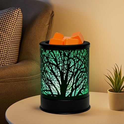 ASAWASA Metal Candle Wax Warmer with Changing Lights and Silicone Dishes