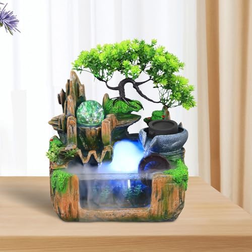 Mini Tabletop Fountain With LED Light - Indoor Decor