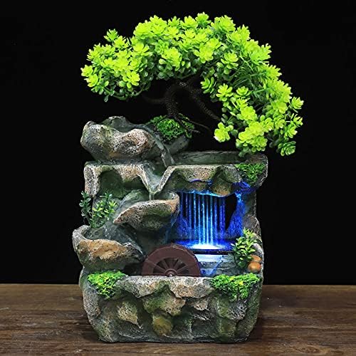 Mini Indoor Water Fountain with LED Light for Home Office Bedroom