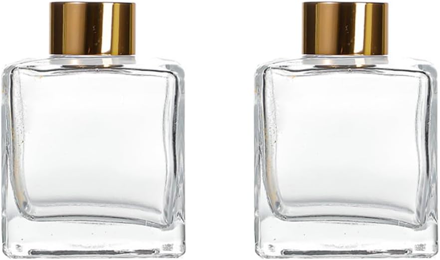 2PCS 50ml Clear Glass Diffuser Jars with Gold Cap