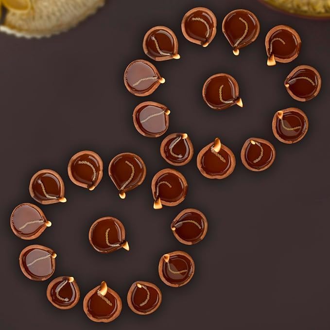 Craftsman Set of 24 Terracotta Clay Diyas