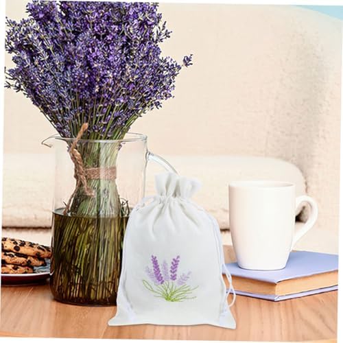 VALICLUD 4Pcs Embroidered Lavender Drawstring Pouches